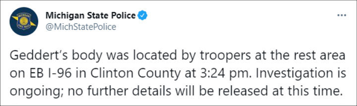Michigan State Police's Twitter Post