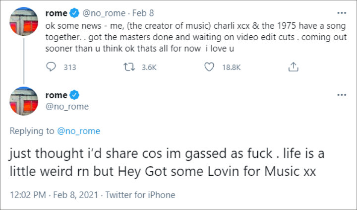 No Rome's Twitter Post