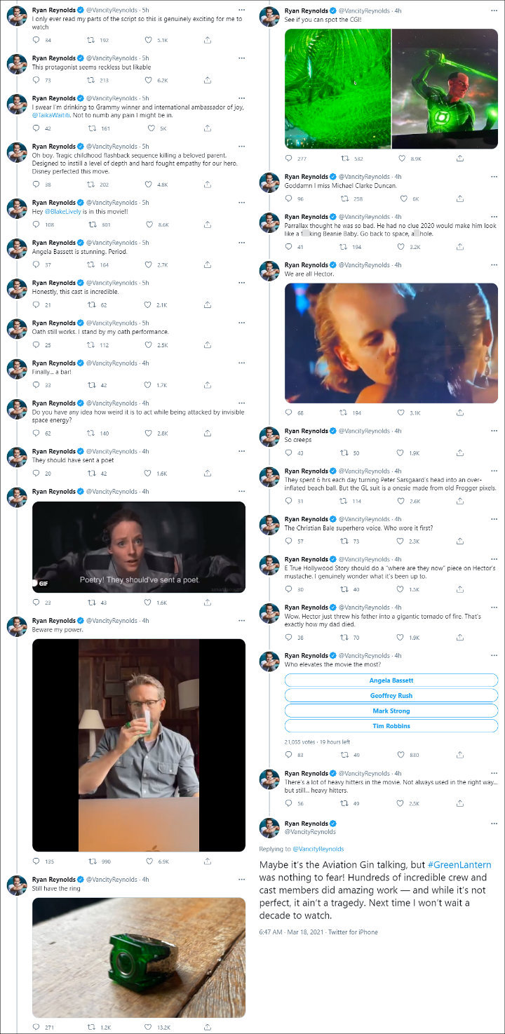Ryan Reynolds' Tweets