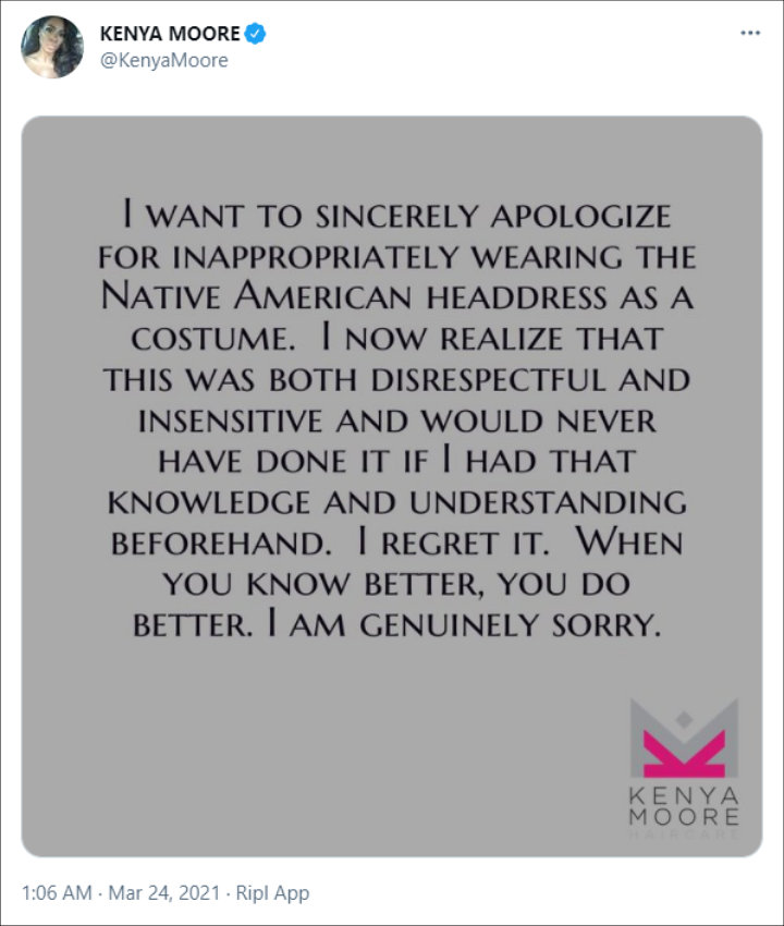 Kenya Moore's Tweet