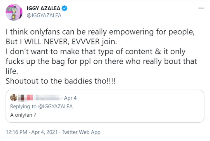 Iggy Azalea's Tweet