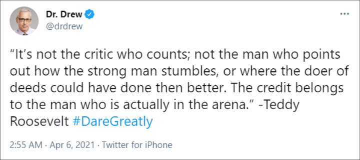 Dr. Drew Pinsky's Tweet