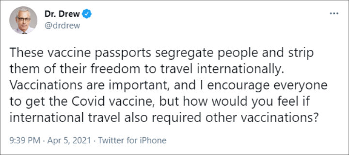 Dr. Drew's Tweet