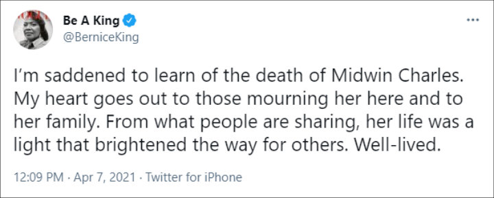 Bernice King's twitter
