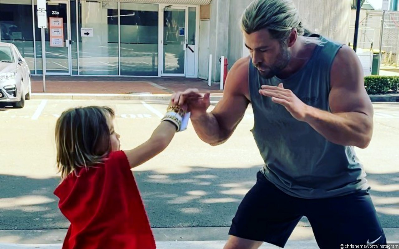Chris Hemsworth Adorably Trains His Son to be 'Next Heavy Weight Champion of the Universe'