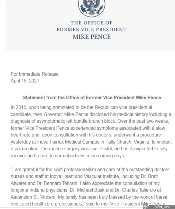 Statement by Mike Pence's Office