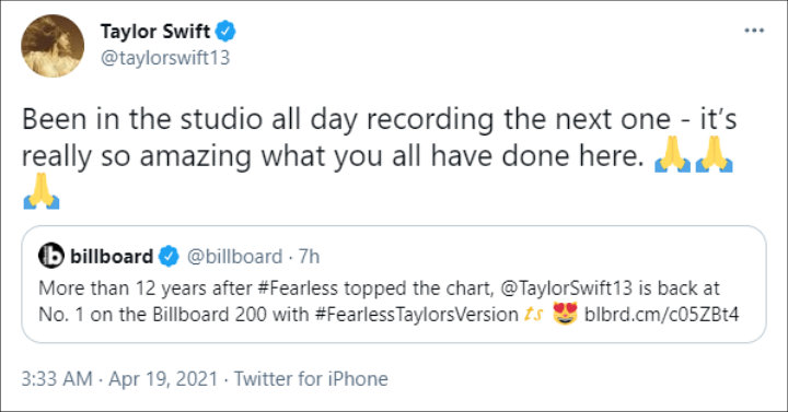 Taylor Swift's Twitter Post