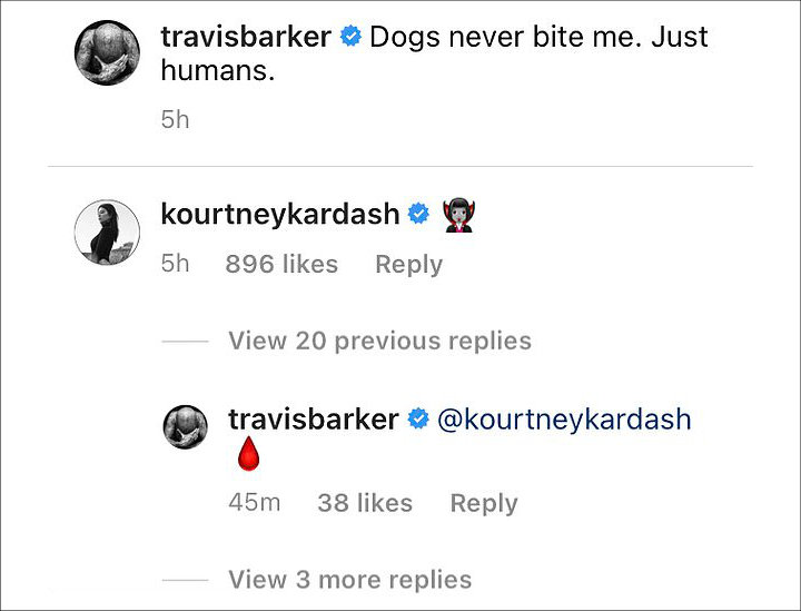 Travis Barker's IG Comment