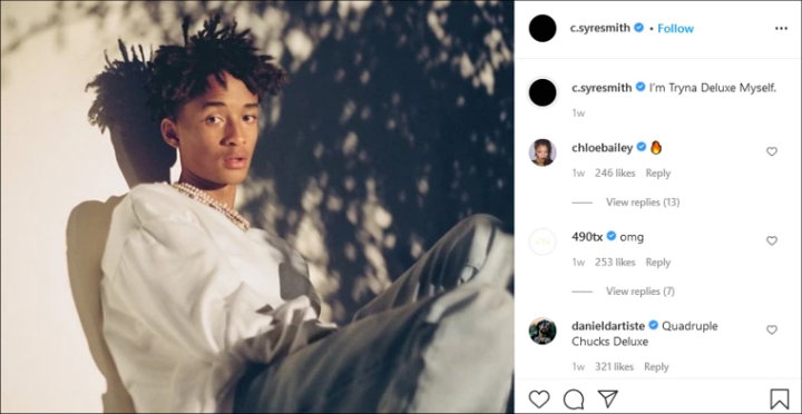 Comment on Jaden Smith's IG Post