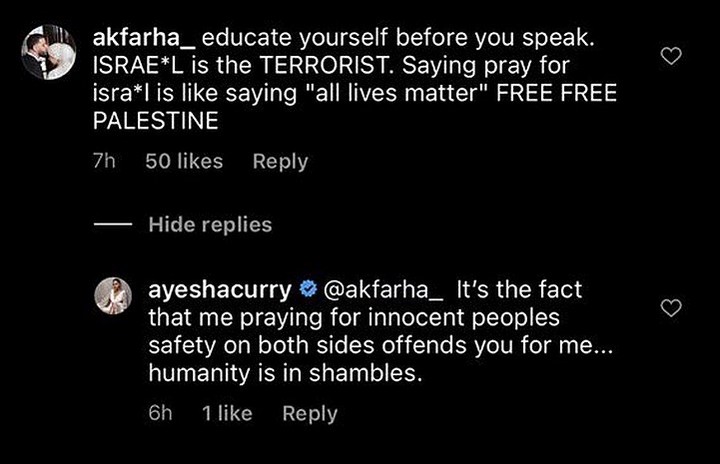Ayesha Curry responded to criticisms