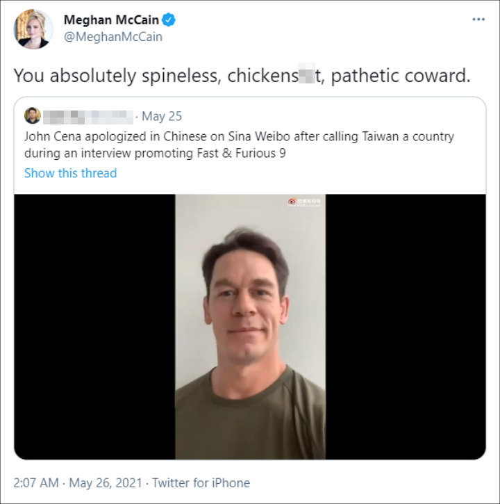 Meghan McCain attacked John Cena online