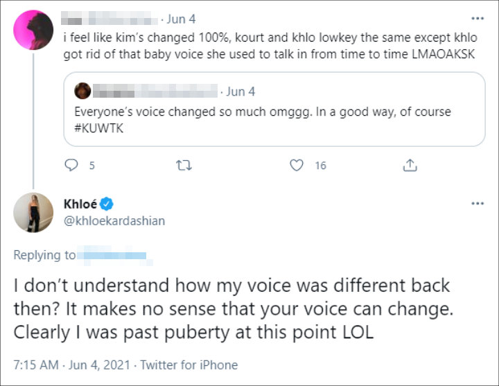 Khloe Kardashian denied that her voice changed
