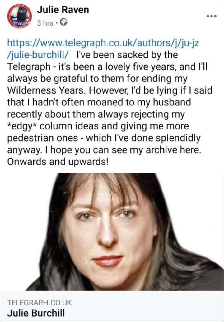 Julie Burchill's Facebook Post