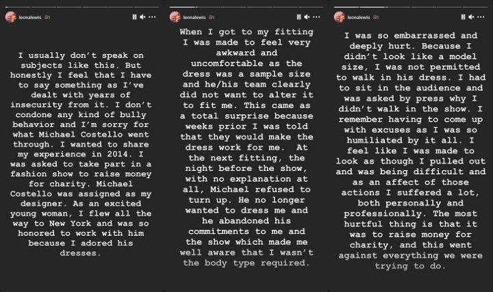 Leona Lewis via Instagram Story