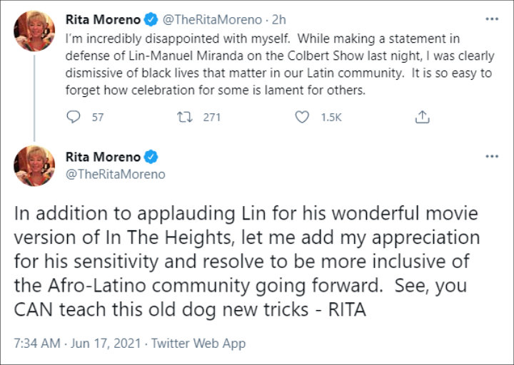 Rita Moreno's Tweets