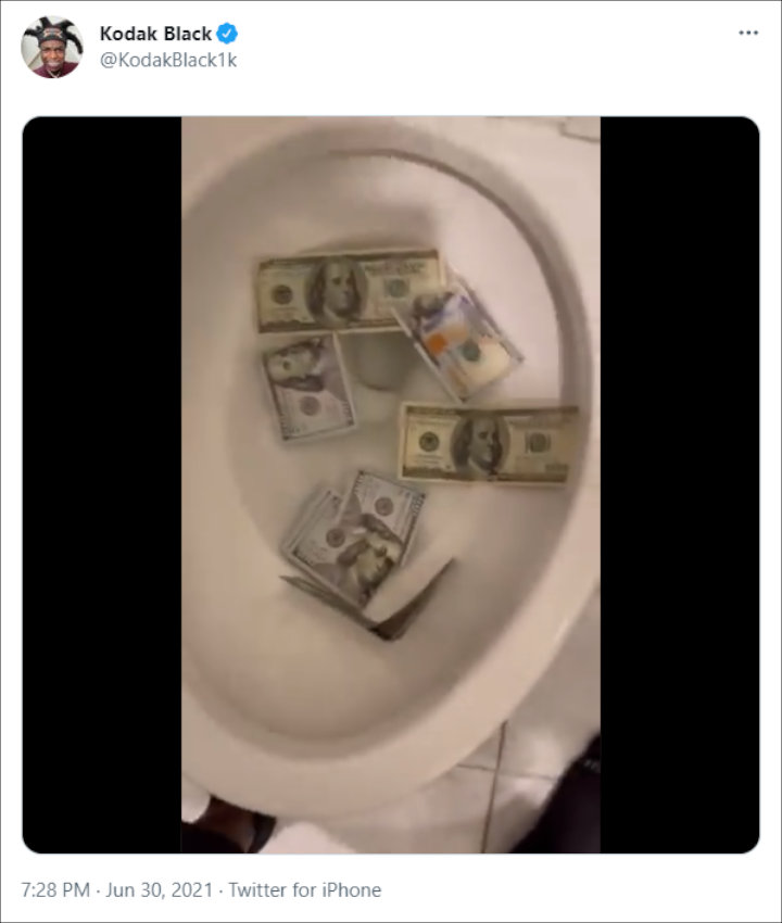 Kodak Black flushed money down the toilet