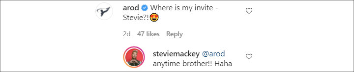 Stevie Mackey's IG Comment
