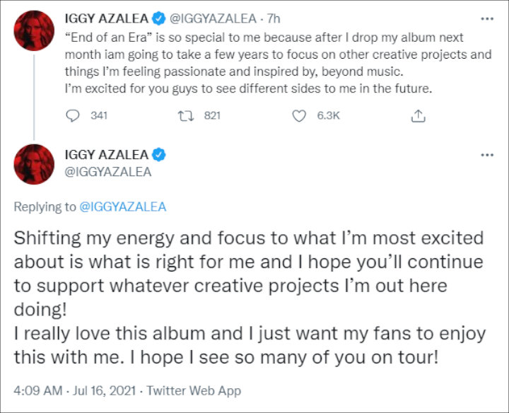 Iggy Azalea announced break from music industry