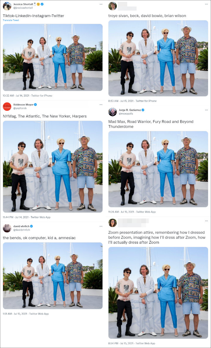 Memes of 'The French Dispatch' cast