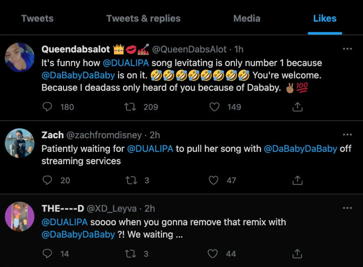 DaBaby's Twitter Account