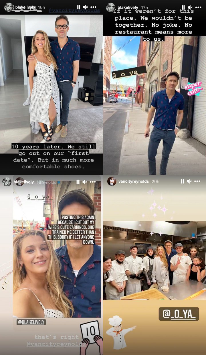 Blake Lively and Ryan Reynolds' IG Stories