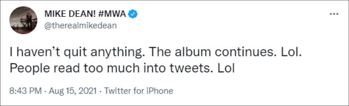 Mike Dean's Tweet