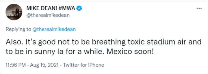 Mike Dean's Tweet