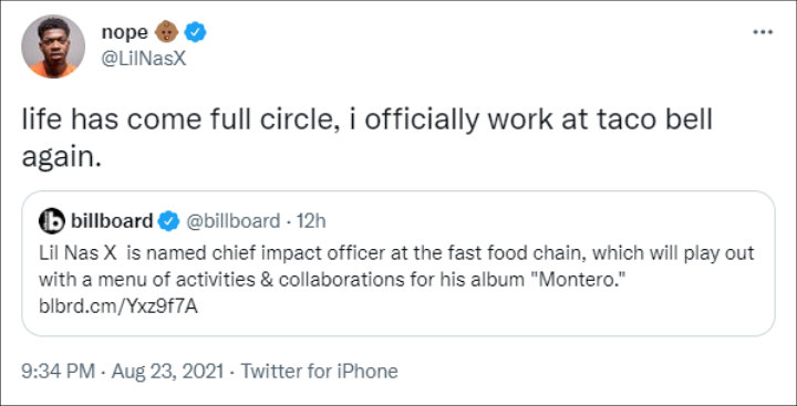 Lil Nas X on Twitter