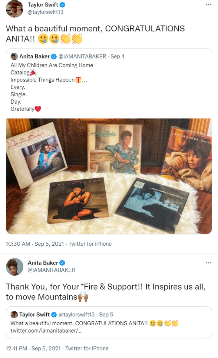 Taylor Swift and Anita Baker's posts