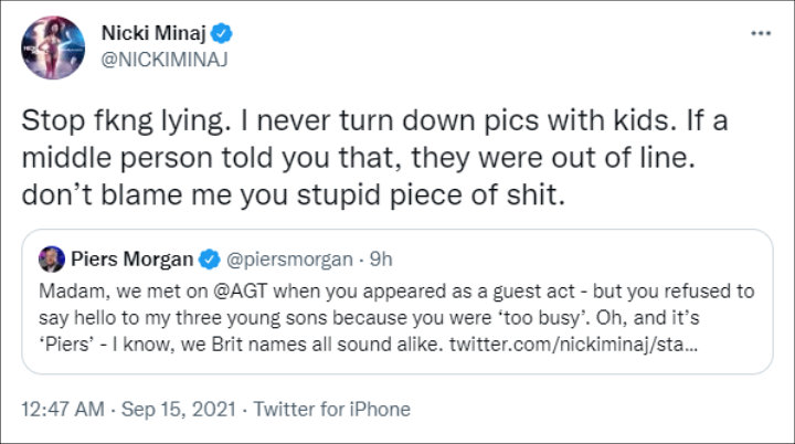 Nicki Minaj and Piers Morgan's Twitter War