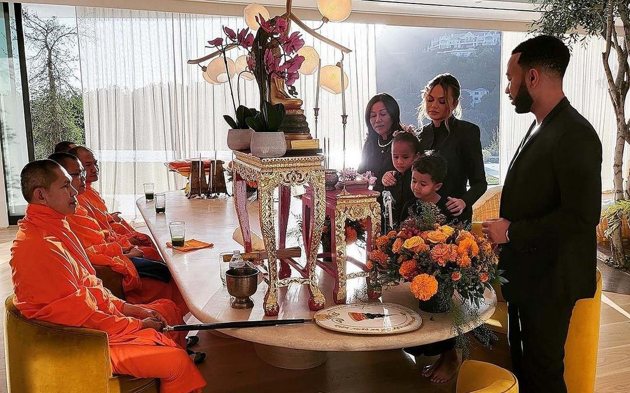 Chrissy Teigen and John Legend Invite Monks as They Pray for Late Son in Buddhist Memorial Service 