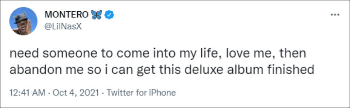Lil Nas X's Tweet