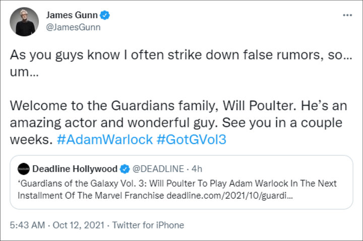 James Gunn's Tweet