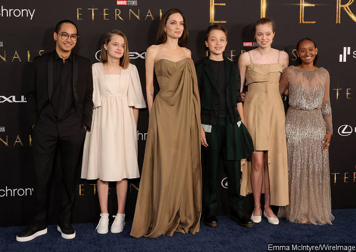 Angelina Jolie and Her Children at 'Eternals' L.A. Premiere