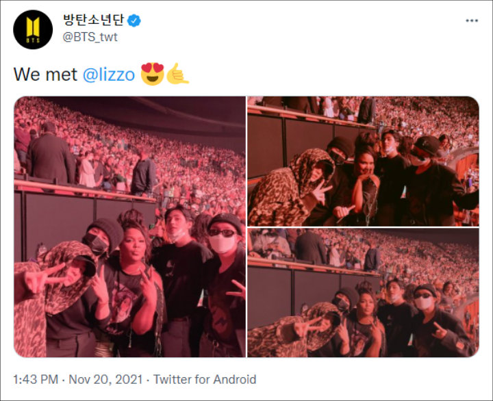 BTS and Lizzo hang out at Harry Style's concert