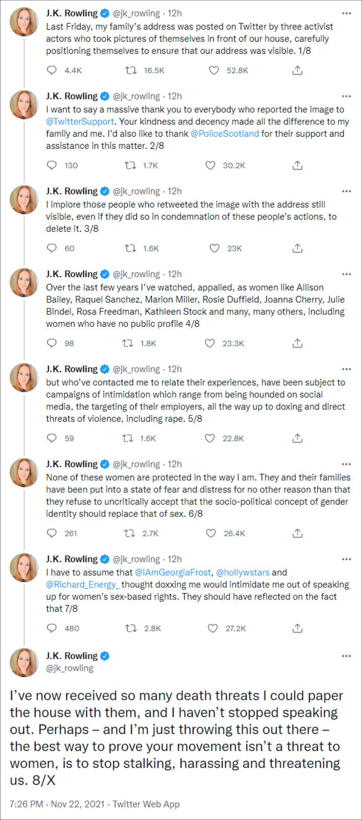 J.K. Rowling blasted activist for allegedly revealing her address