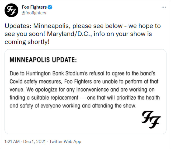 Foo Fighters's Tweet