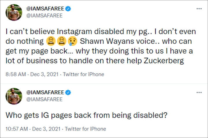 Safaree Samuels ranted about his Instagram account getting disabled