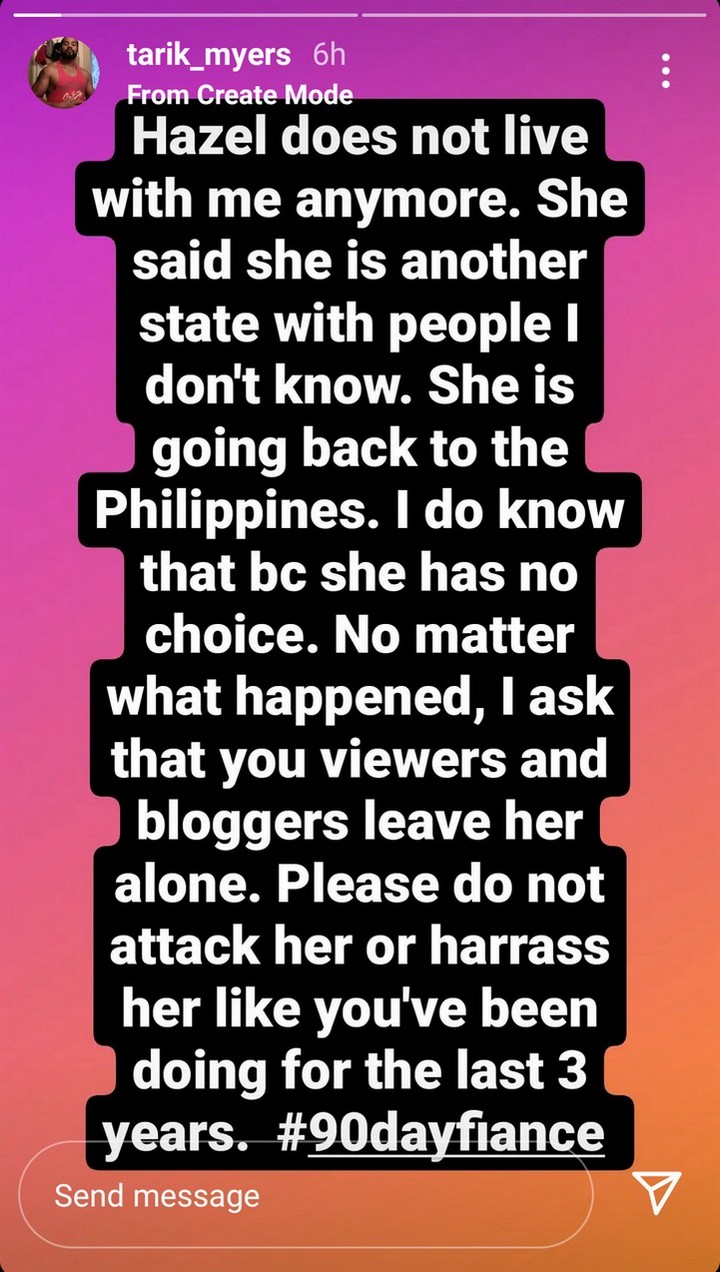 Tarik Myers confirmed Hazel Cagalitan split
