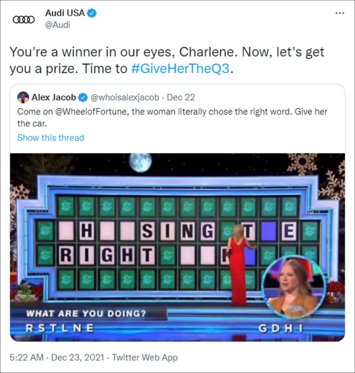 Audi to give a 'Wheel of Fortune' contestant a car