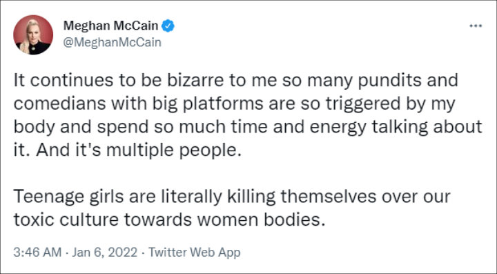 Meghan McCain slammed body-shamers