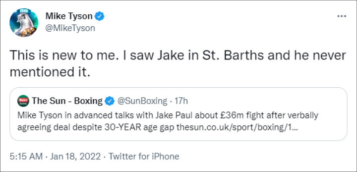 Mike Tyson's Tweet
