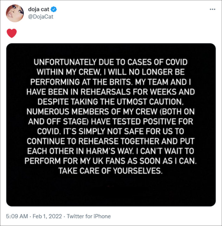 Doja Cat via Twitter