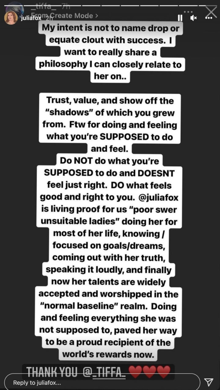 Julia Fox's IG Story #3