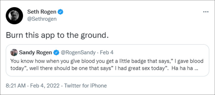 Seth Rogen's Tweet