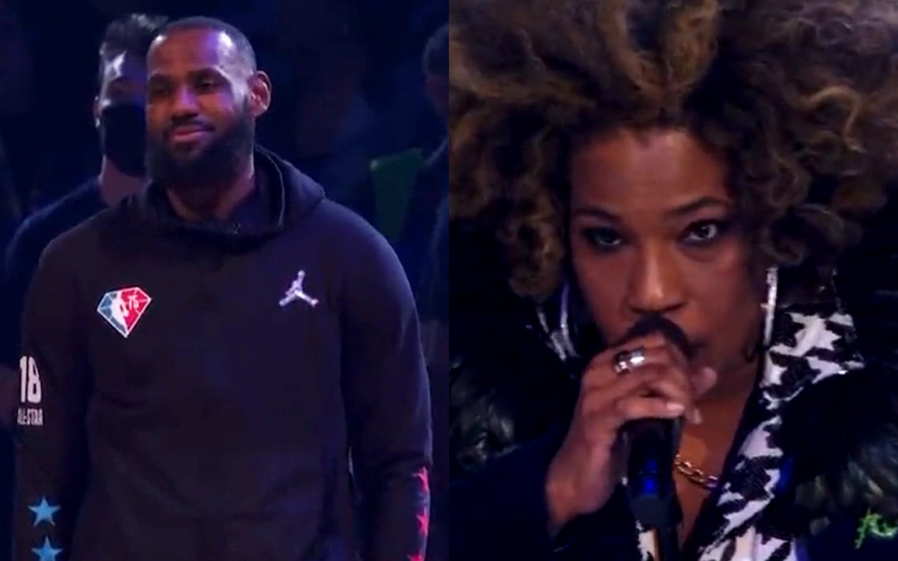 LeBron James Struggles to Hold Back Laughter During Macy Gray's Awkward All-Star National Anthem