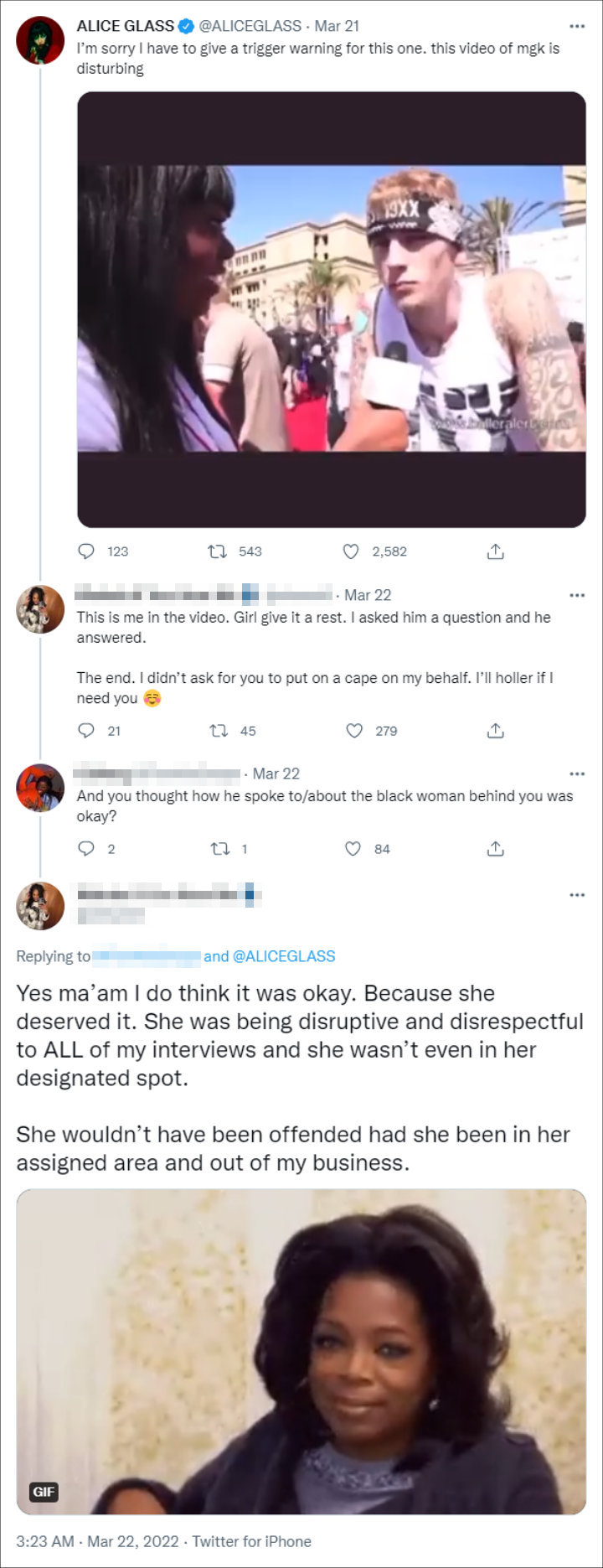 A journalist defended MGK on Twitter