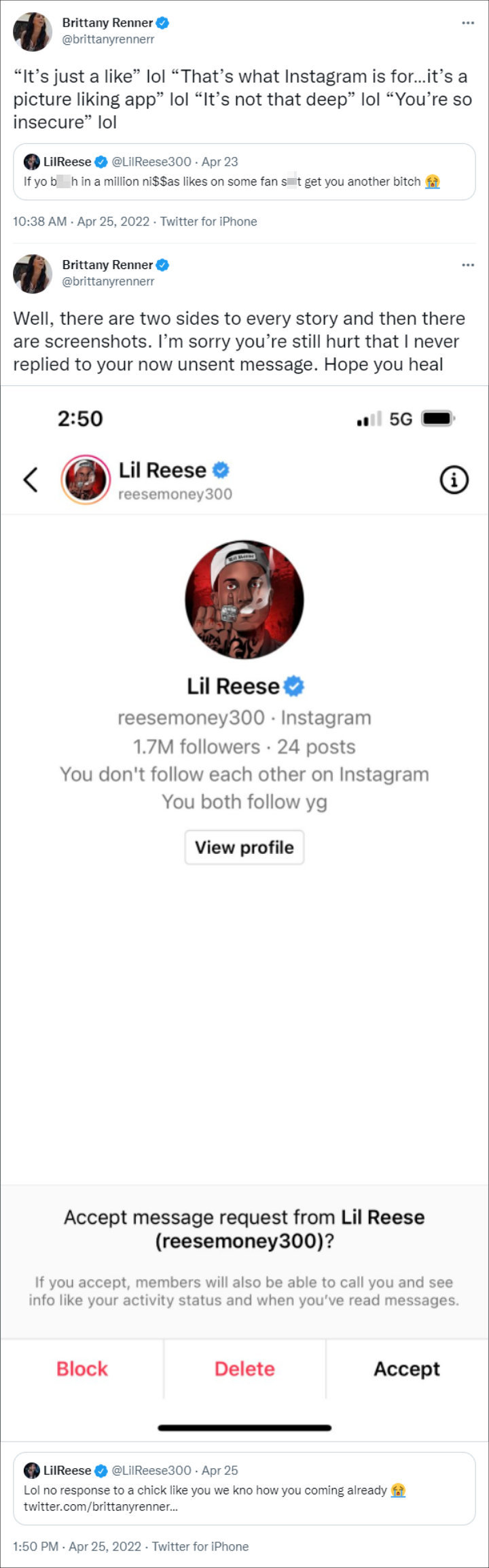 Brittany Renner exposed Lil Reese