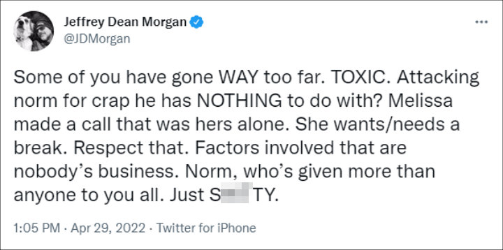 Jeffrey Dean Morgan called out toxic TWD fans