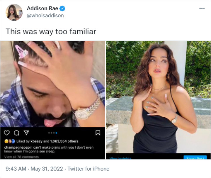Addison Rae's tweet